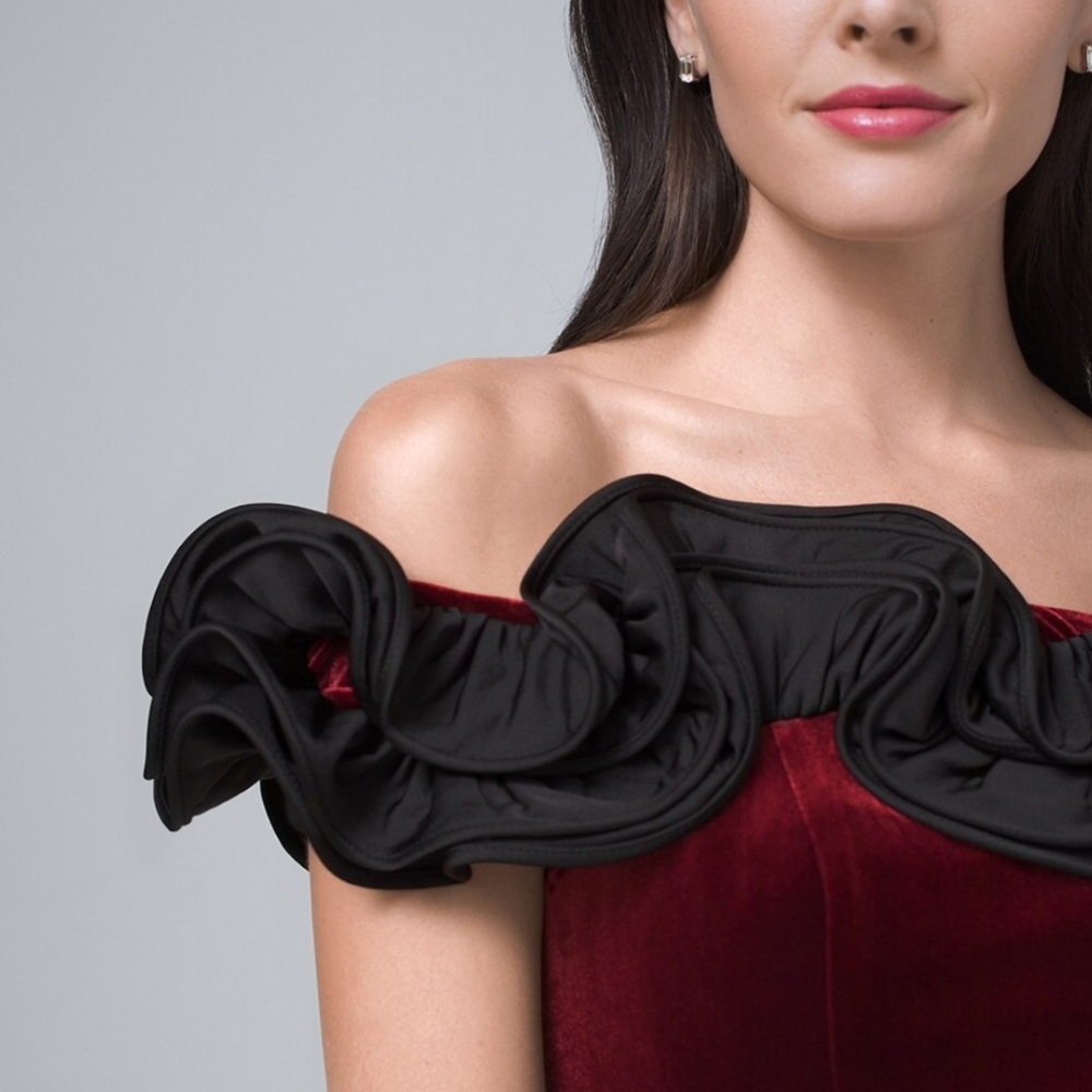 🔥Aidan Mattox Off the Shoulder Velvet Dress - Picture 5 of 16